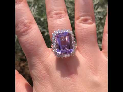 Acquista NUOVI anelli di coppia rettangolari di ametista di tendenza per le  donne Gioielli regalo di anniversario in argento sterling S925 con diamante  pieno viola originale