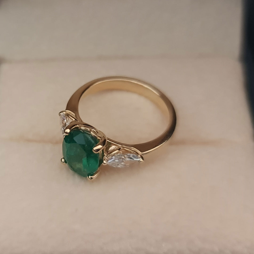 Bareket - 2.81 carat natural emerald ring with 0.50 carat natural diamonds