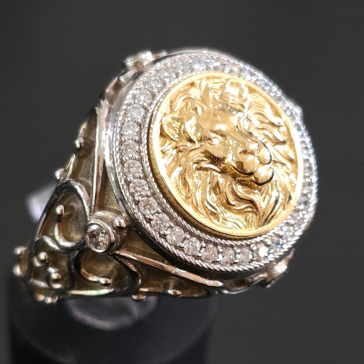 Gold Signet lion ring for men price