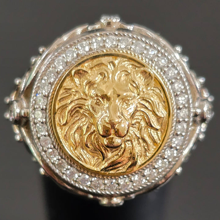 gold lion ring for men