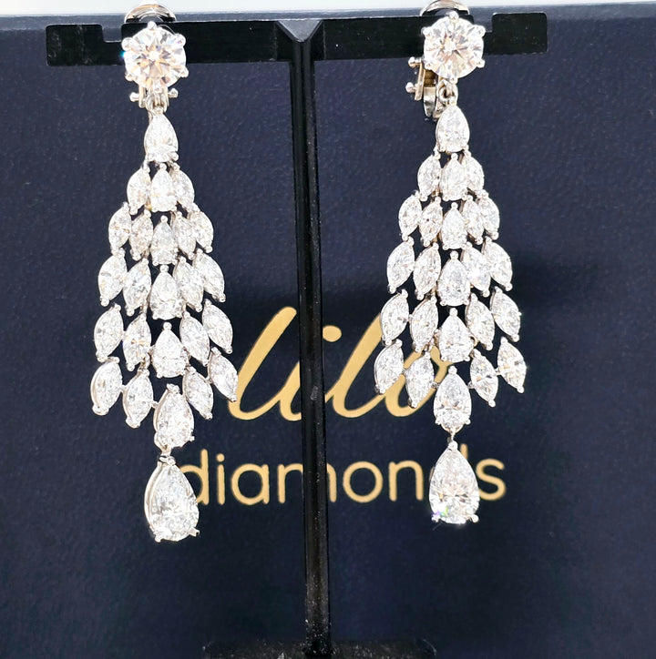 large drop diamond earrings gold