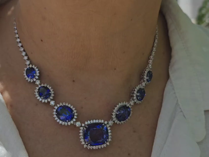 Jemma -46.00 carat sapphire and 11.93 carat natural diamond necklace