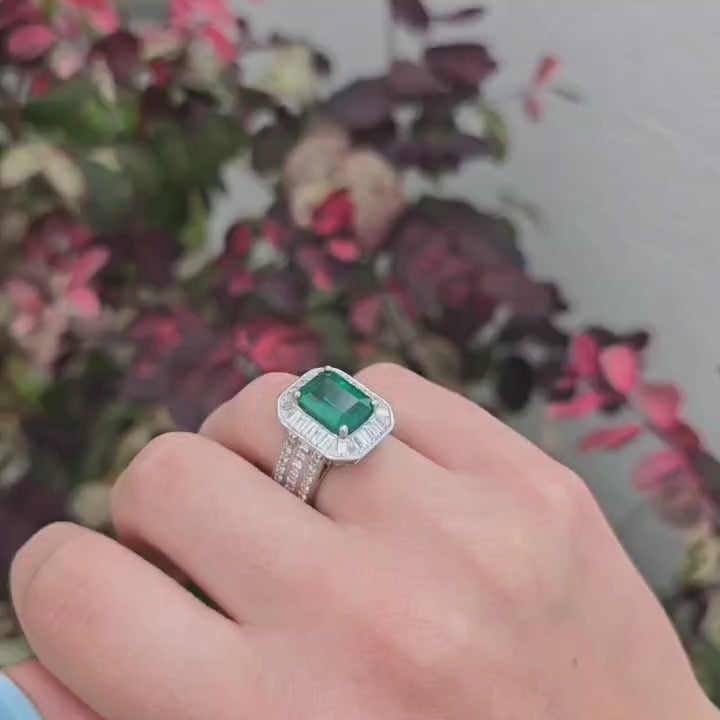 Candace 3.85 carat emerald ring with 2.56 carat natural diamonds