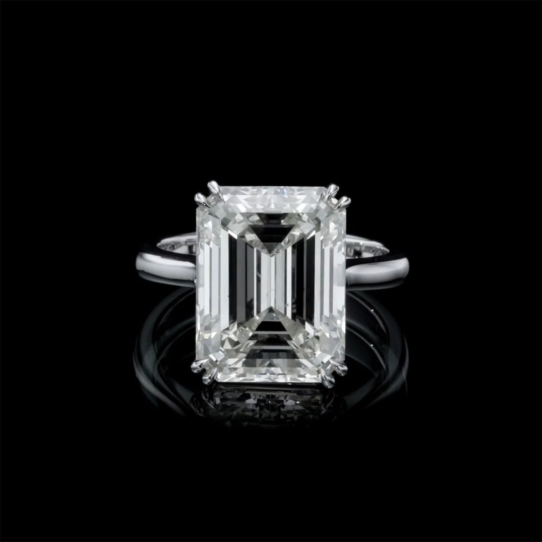 Summer - 10.05 carat natural diamond ring emerald cut Color L Clarity SI1- GIA certificate - One of a Kind