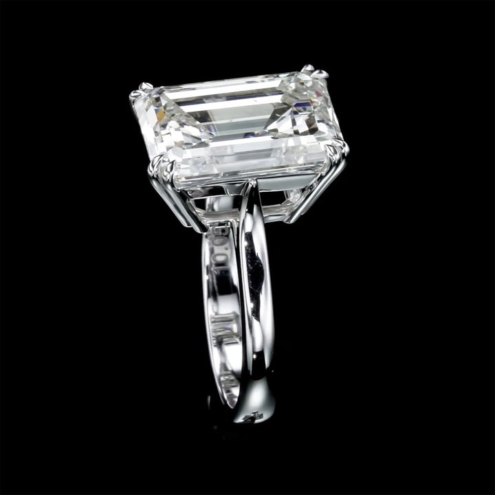 Summer - 10.05 carat natural diamond ring emerald cut Color L Clarity SI1- GIA certificate - One of a Kind