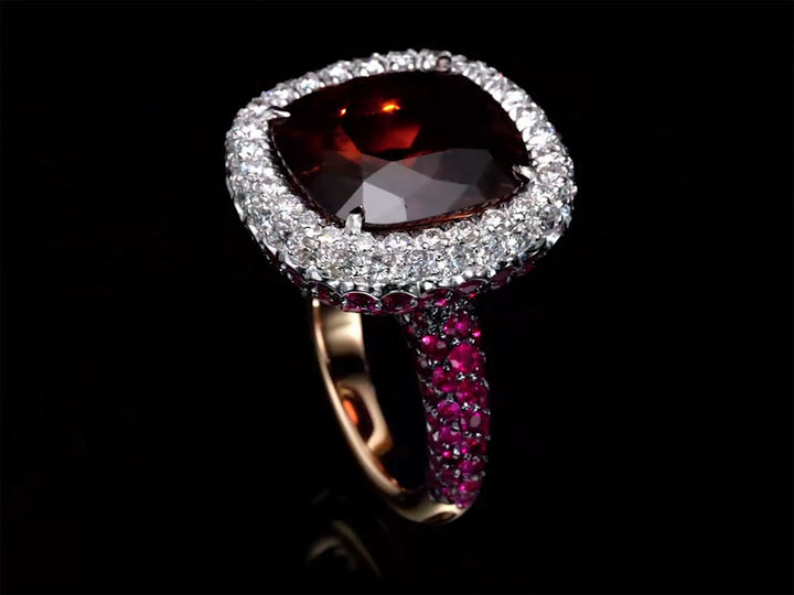 Brie - 12.00 carat Tourmaline ring with 1.90 carat natural diamonds and 4.96 carat natural ruby