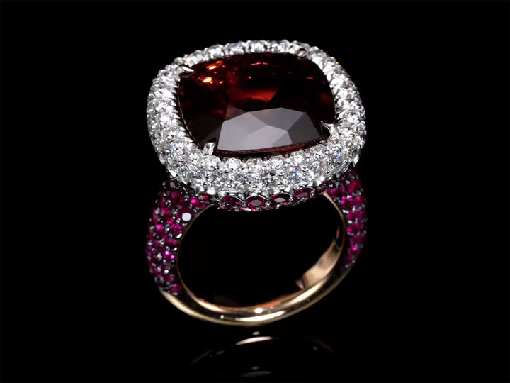 Brie - 12.00 carat Tourmaline ring with 1.90 carat natural diamonds and 4.96 carat natural ruby