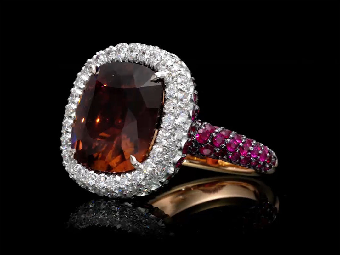 Brie - 12.00 carat Tourmaline ring with 1.90 carat natural diamonds and 4.96 carat natural ruby