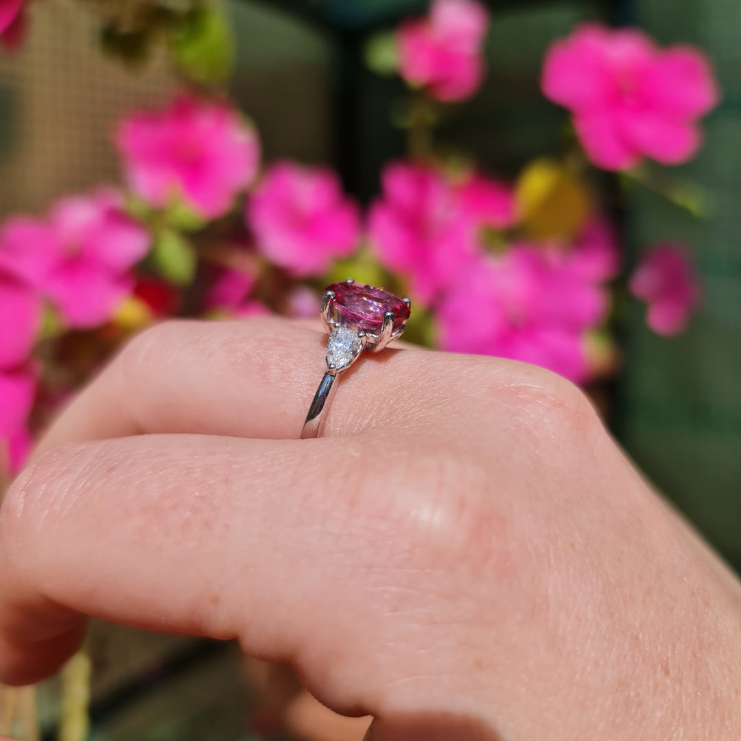 Addison - 2.60 carat natural pink topaz ring with 0.51 carat natural diamonds