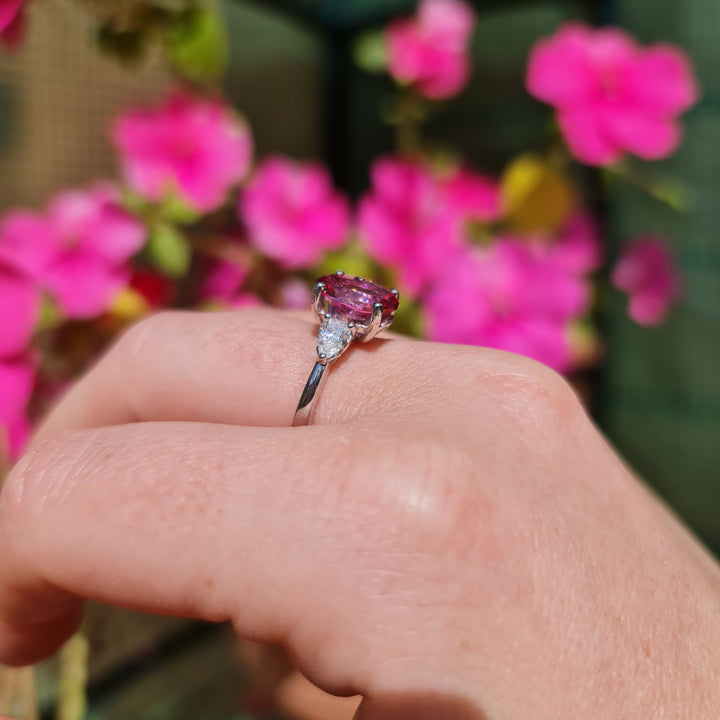 Addison - 2.60 carat natural pink topaz ring with 0.51 carat natural diamonds