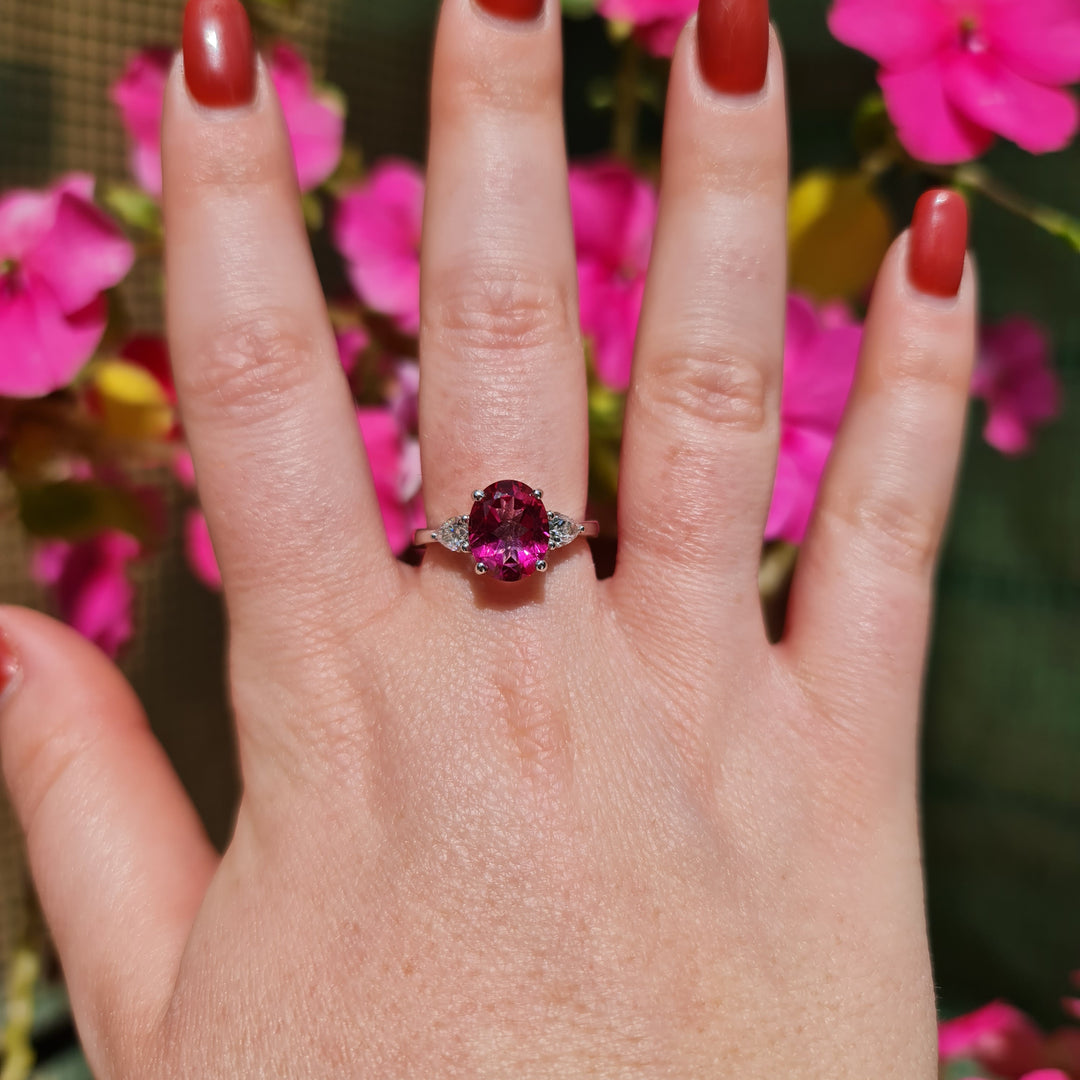 Addison - 2.60 carat natural pink topaz ring with 0.51 carat natural diamonds