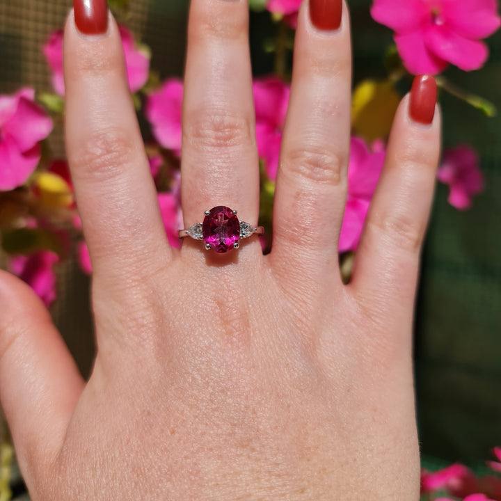 Addison - 2.60 carat natural pink topaz ring with 0.51 carat natural diamonds