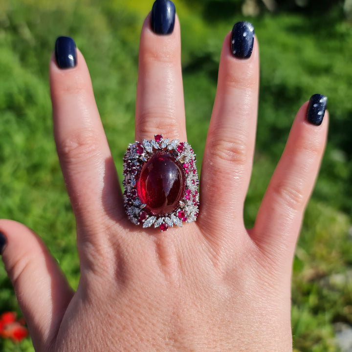 Gaya -  23.52 natural rubellite ring with 2.56 carat natural diamonds and 2.60 carat natural ruby