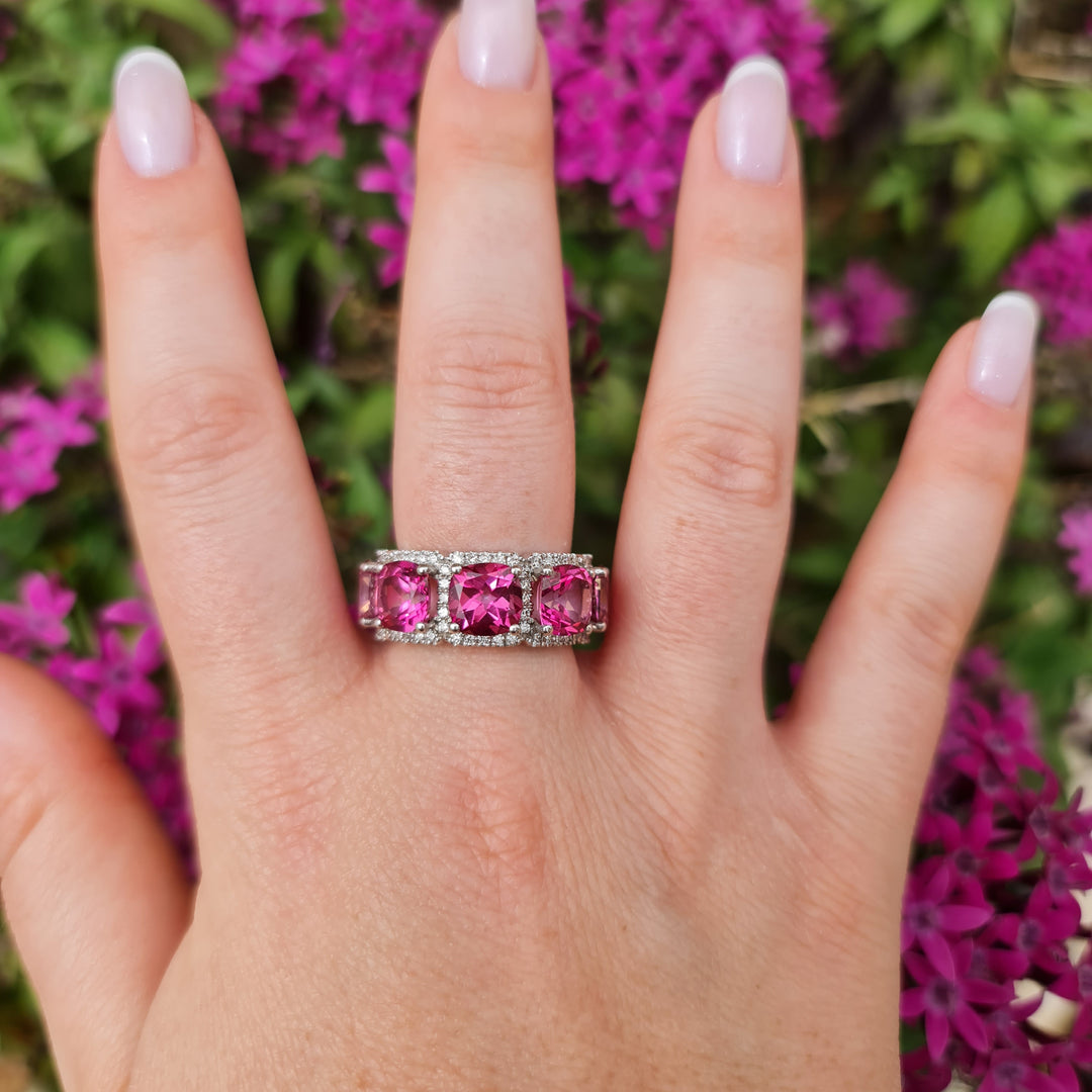 Vera - Natural pink topaz ring with 0.62 carat natural diamonds