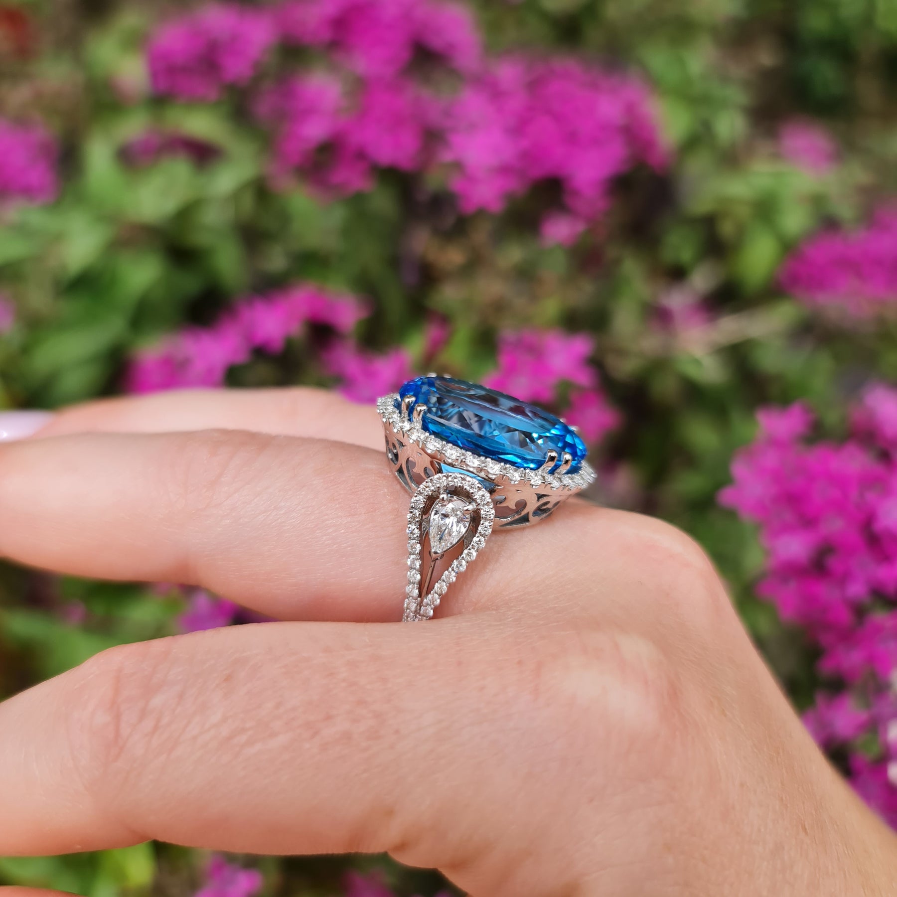 Natural London Blue Topaz Gemstone 18k White Gold Ring For Men's #239 | eBay