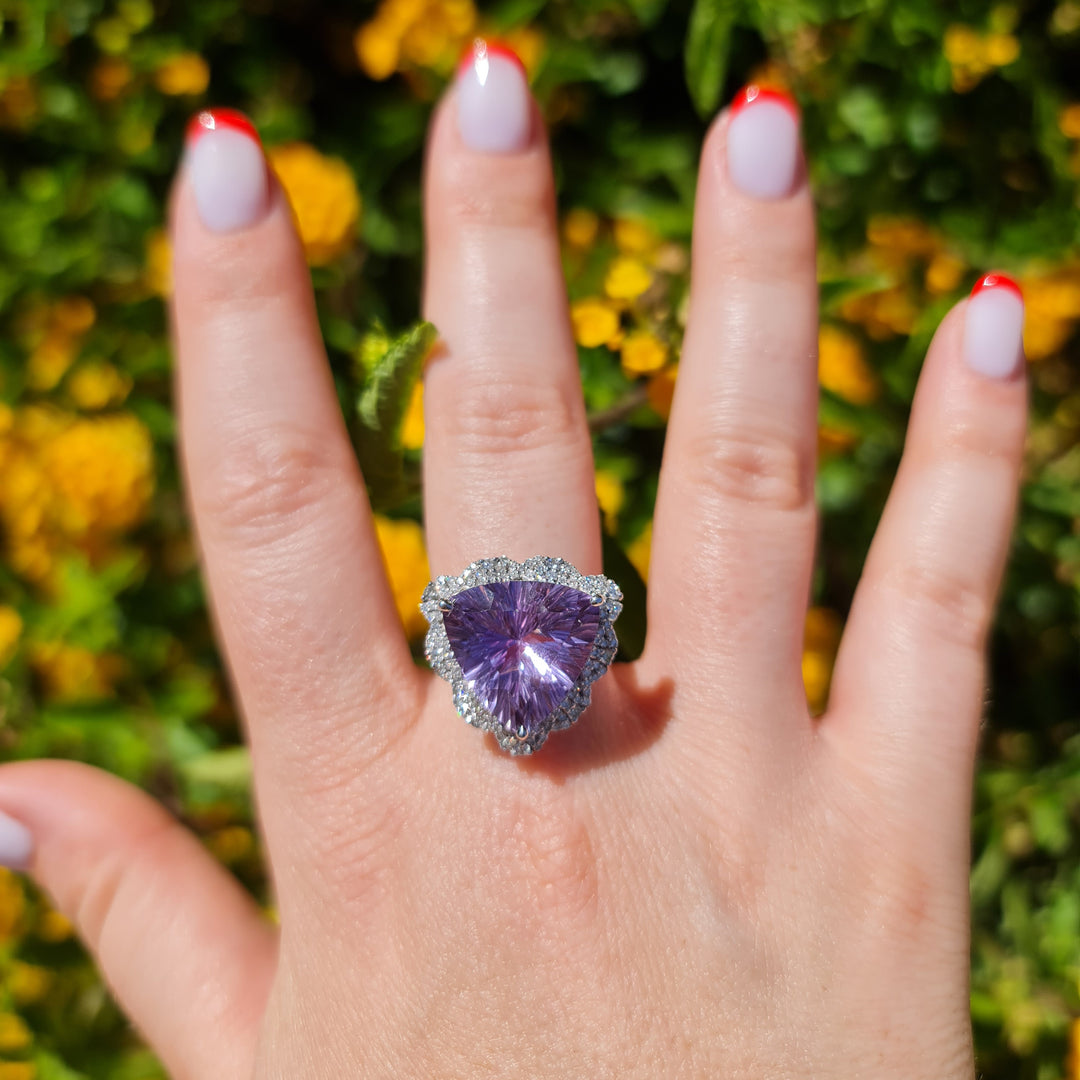 Ava - 8.76 carat natural amethyst ring with 0.56 carat natural diamonds