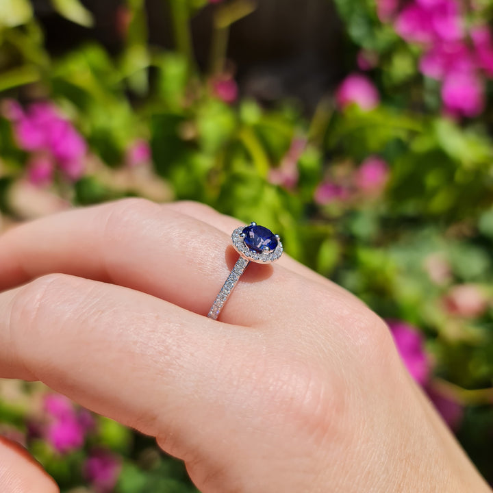 Brynlee -  1.53 carat round sapphire ring with 0.50carat natural diamonds