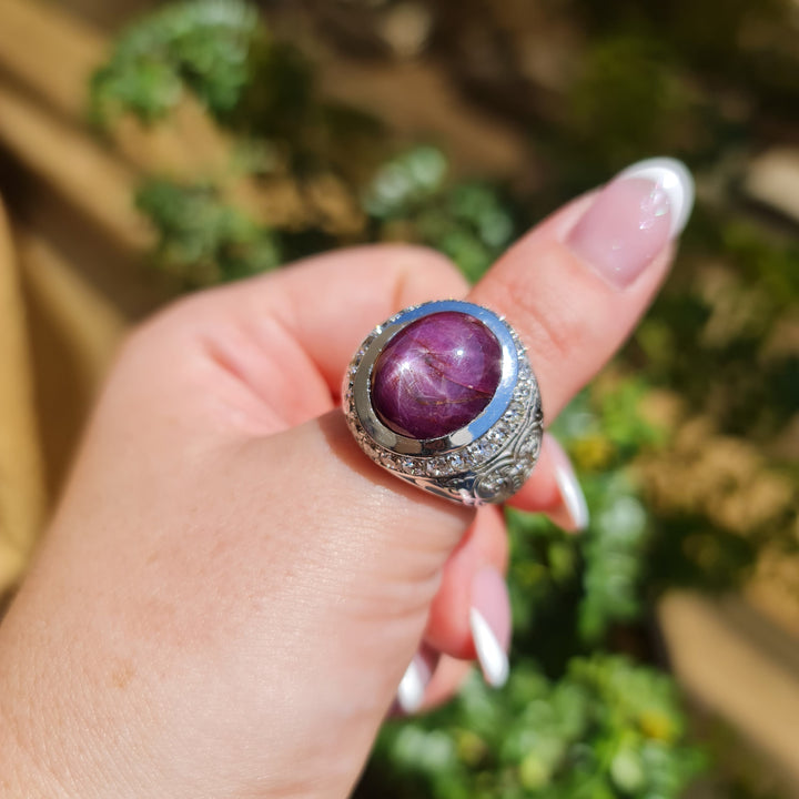 Men's Rings, Natural star ruby ring gold & diamonds