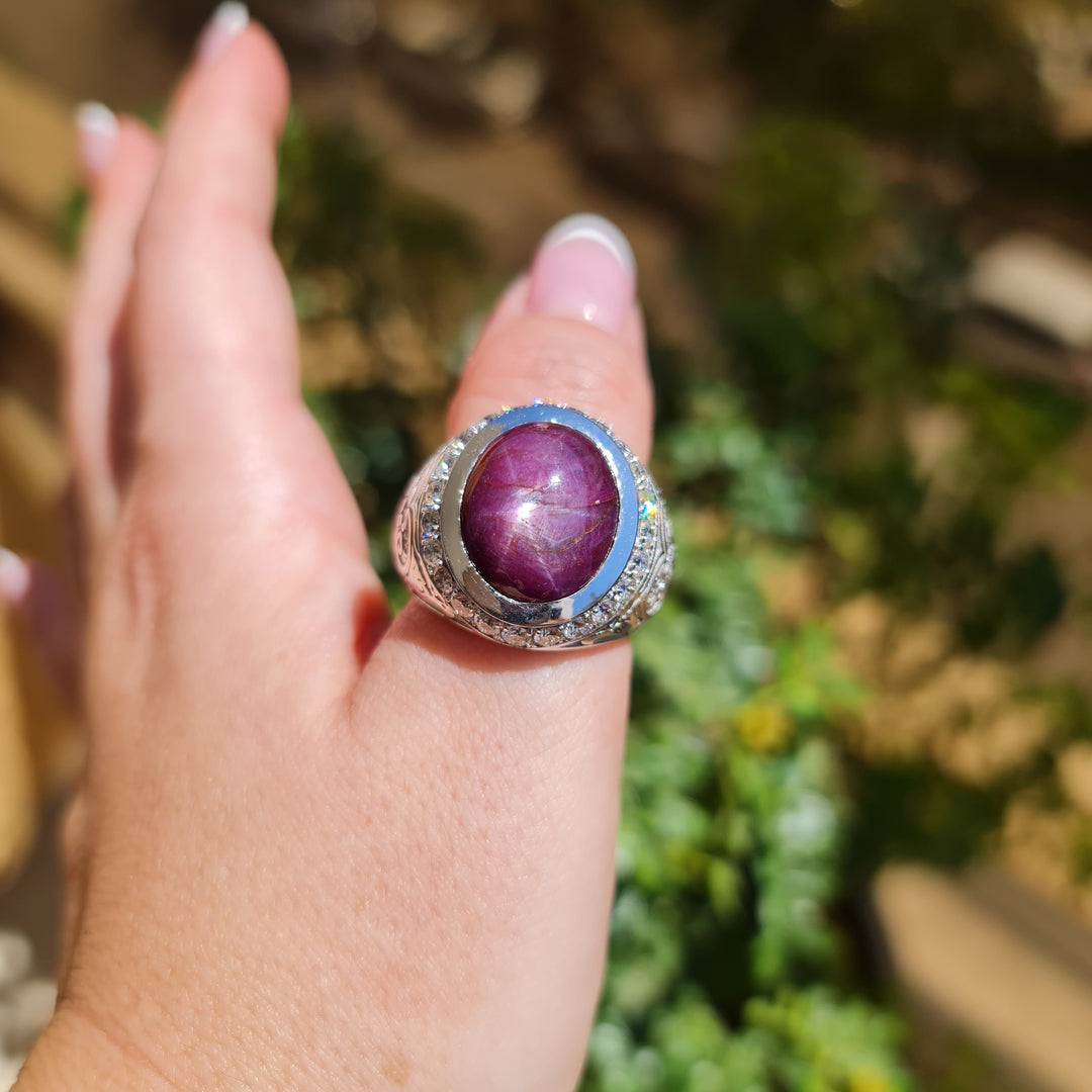 Men's Rings, Natural star ruby ring gold 