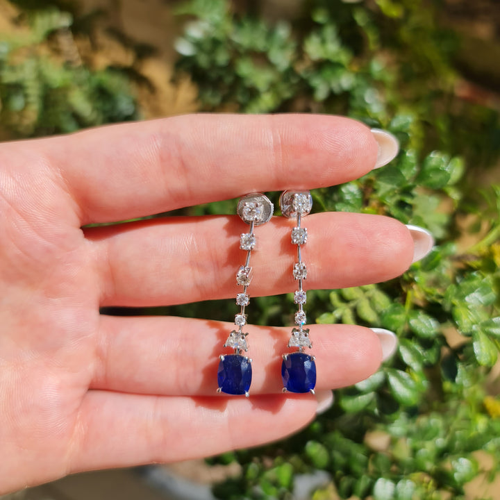 Amaris - 5.51 carat natural sapphire earrings with 1.31 carat natural diamonds