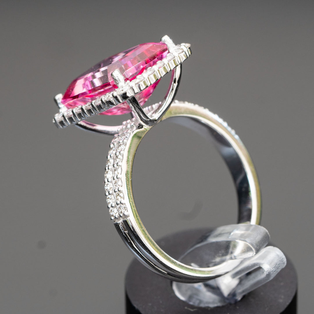 Dionne - 7.28 pink topaz ring with 0.85 carat diamonds