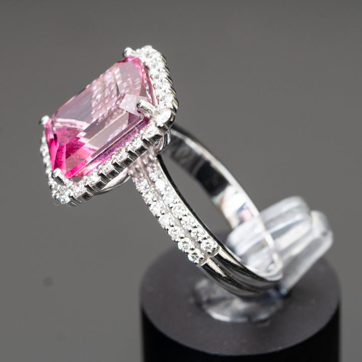 Dionne - 7.28 pink topaz ring with 0.85 carat diamonds