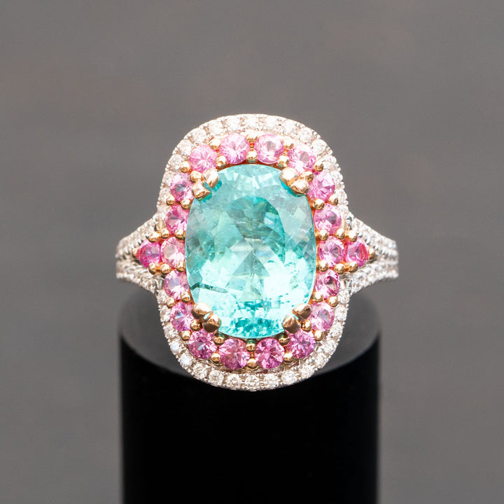 Natural Paraiba Tourmaline Diamond Ring