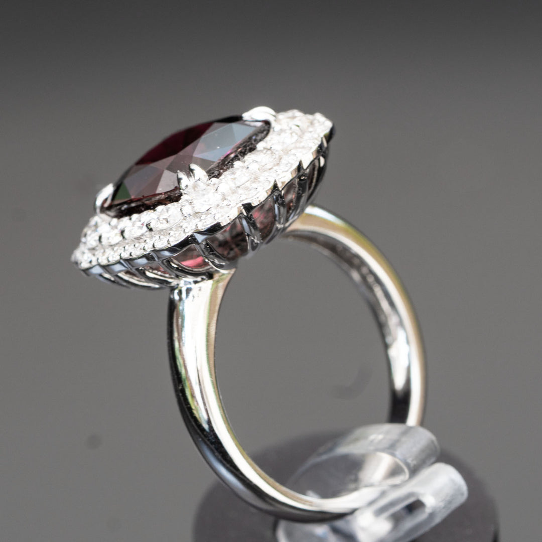 Aurora - 4.86 carat Red Tourmaline ring with 1.16 carat natural diamonds D VVS