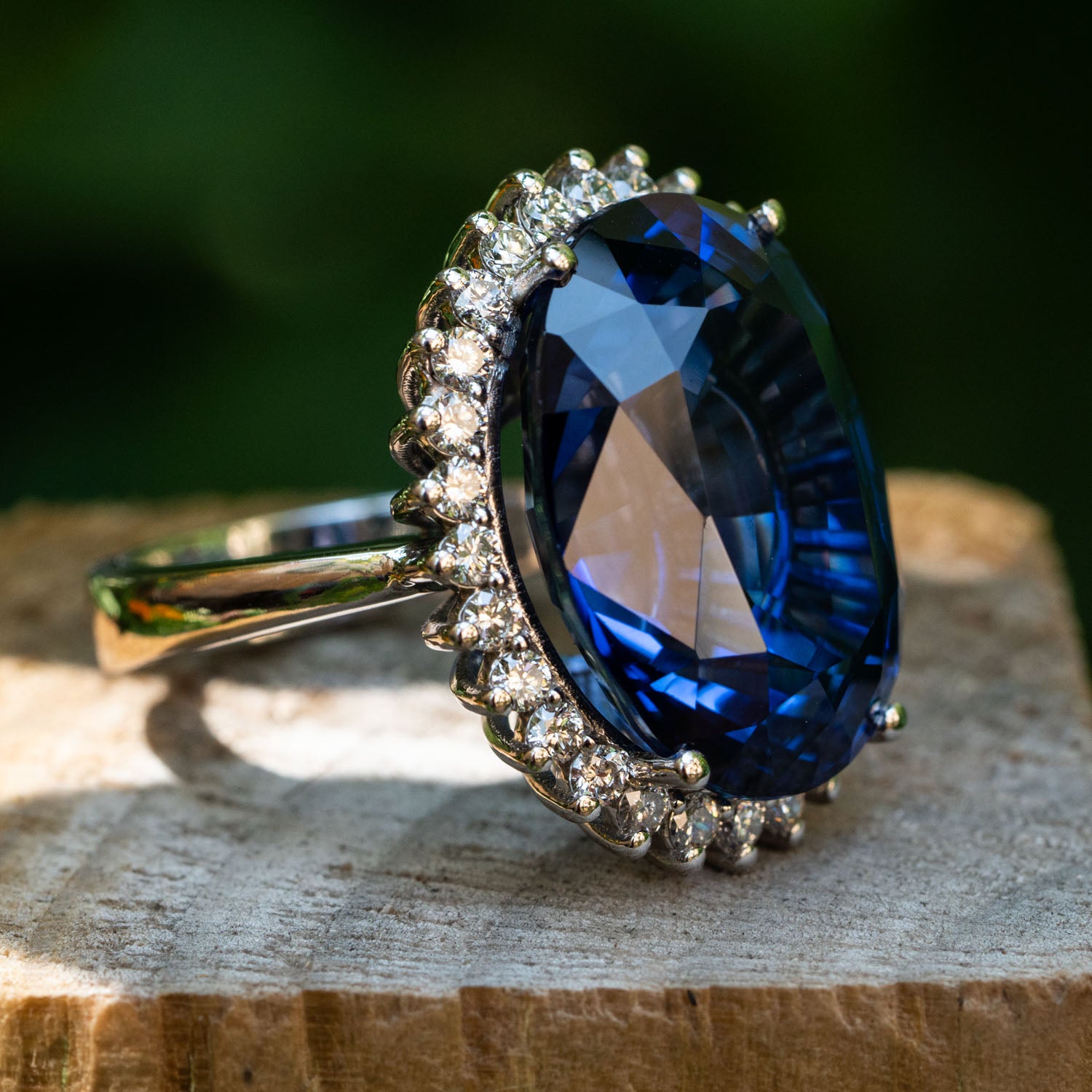 Gold Sapphire popular Ring, Sapphire Ring, Created Sapphire Ring, Gold Victorian Ring, Royal Blue Ring, Blue Diamond Ring, 14K Gold Plated Ring