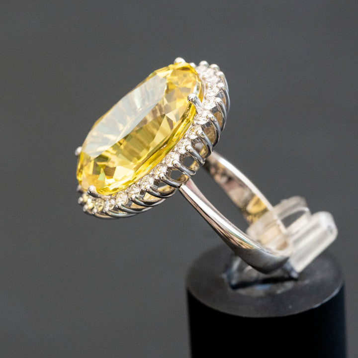 Carole - 21.00 carat oval yellow sapphire ring with 1.00 carat natural diamonds