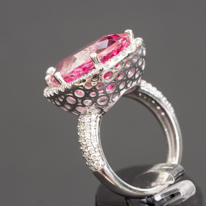 18.00ct pink topaz diamond statement ring, Cocktail ring, Dinner ring ...