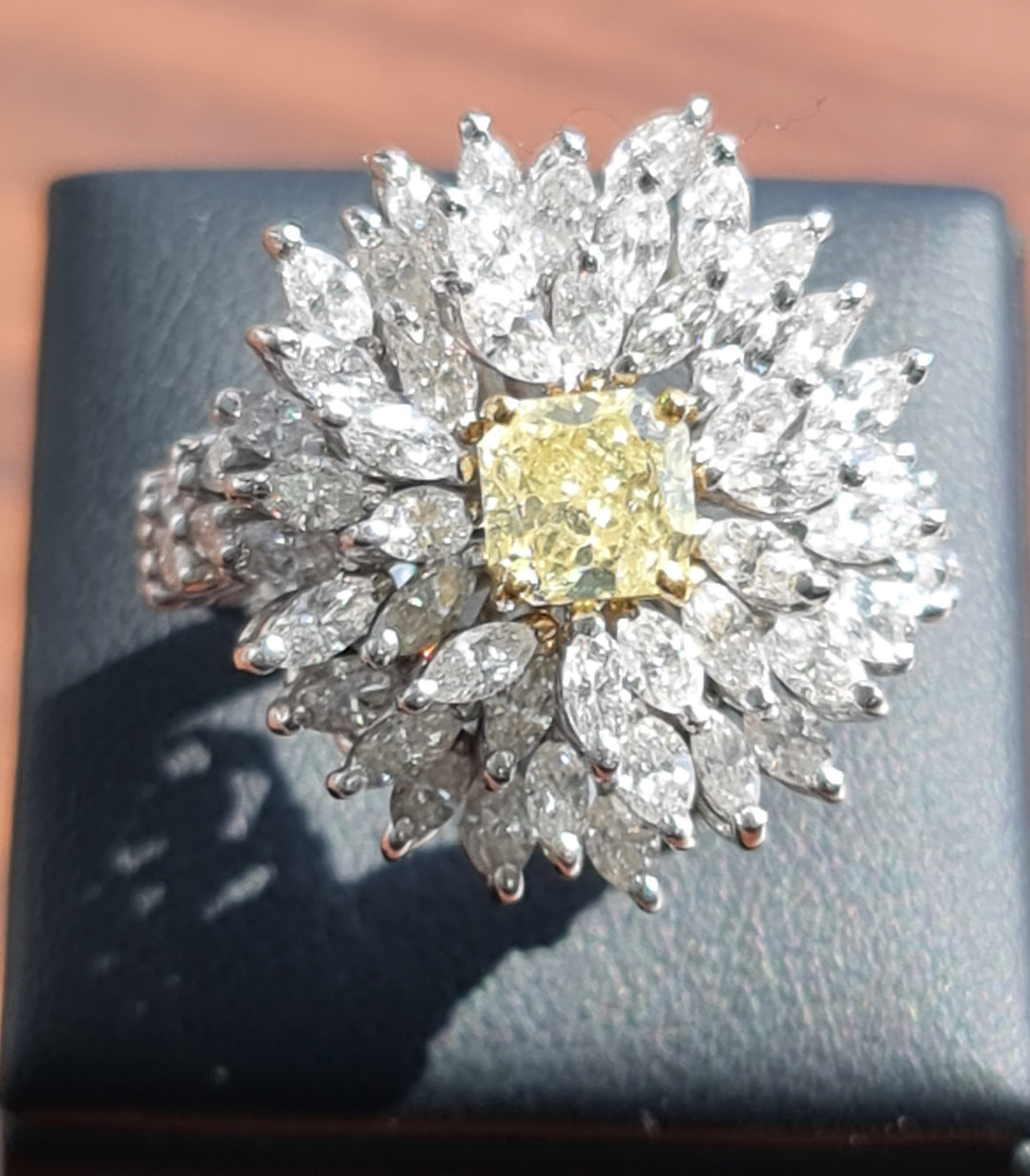 Jane:  1.14 carat fancy yellow Diamond - GIA, 3.43 carat natural marquise diamond ring D-F VS