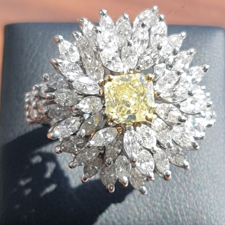 Jane:  1.14 carat fancy yellow Diamond - GIA, 3.43 carat natural marquise diamond ring D-F VS