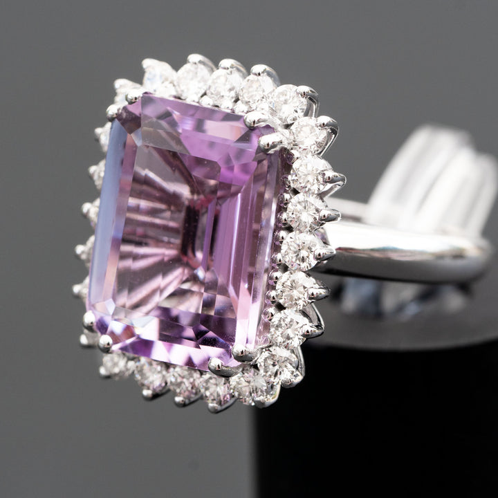 Katriane - 10.28 carat natural purple amethyst ring with 1.36 carat natural diamonds