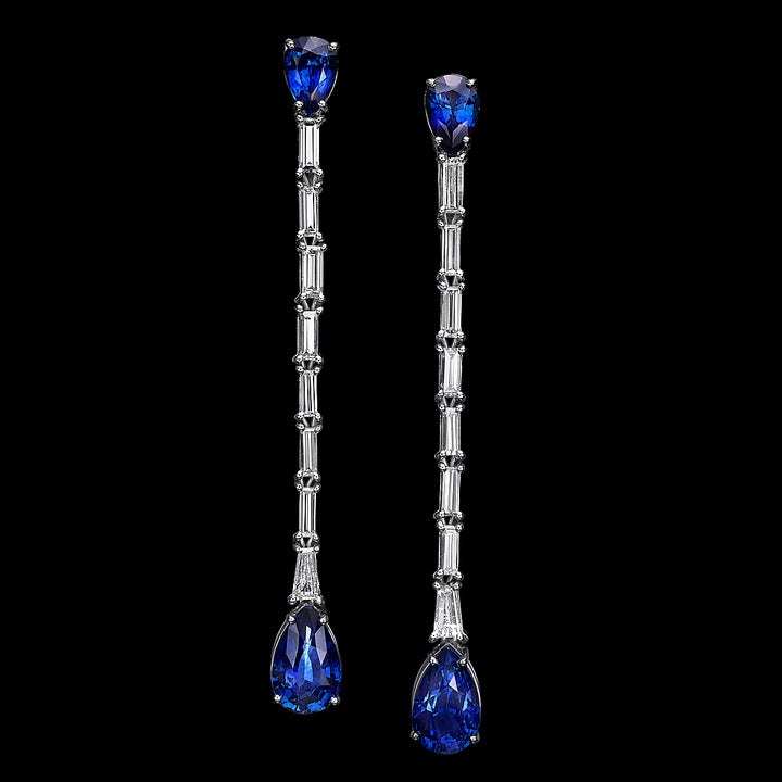 Katherine - 6.62 carat natural sapphire earrings with 1.85 carat natural diamonds