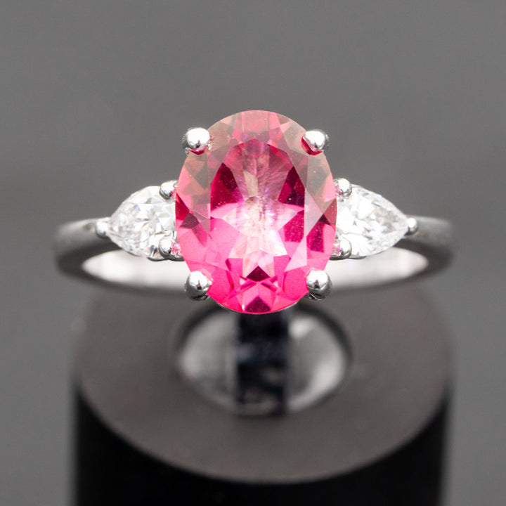 Addison - 2.60 carat natural pink topaz ring with 0.51 carat natural diamonds