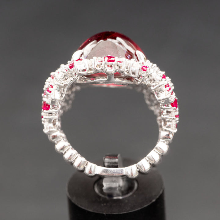 Gaya -  23.52 natural rubellite ring with 2.56 carat natural diamonds and 2.60 carat natural ruby