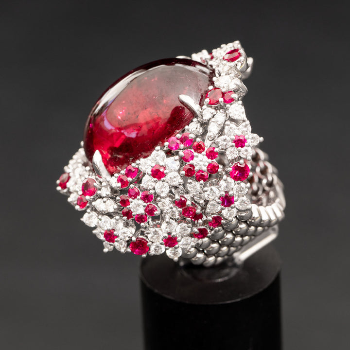 Gaya -  23.52 natural rubellite ring with 2.56 carat natural diamonds and 2.60 carat natural ruby