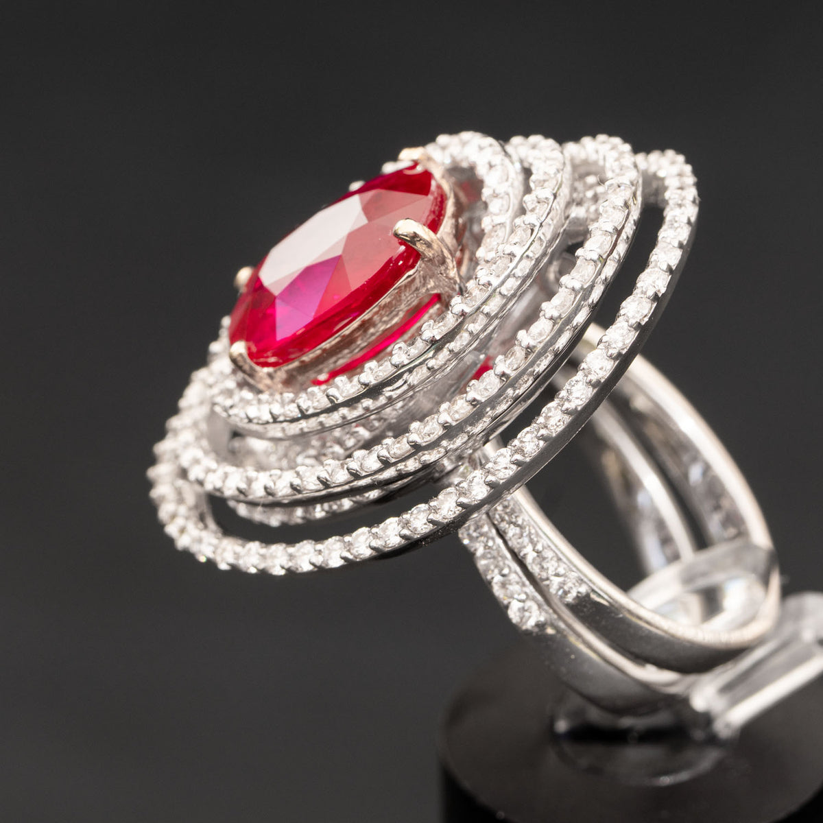 6.21 carat oval natural ruby ring with 2.83 carat natural diamonds ...