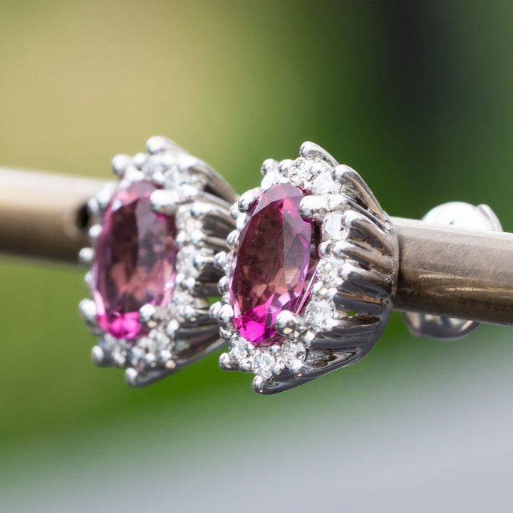 pink topaz diamond earrings