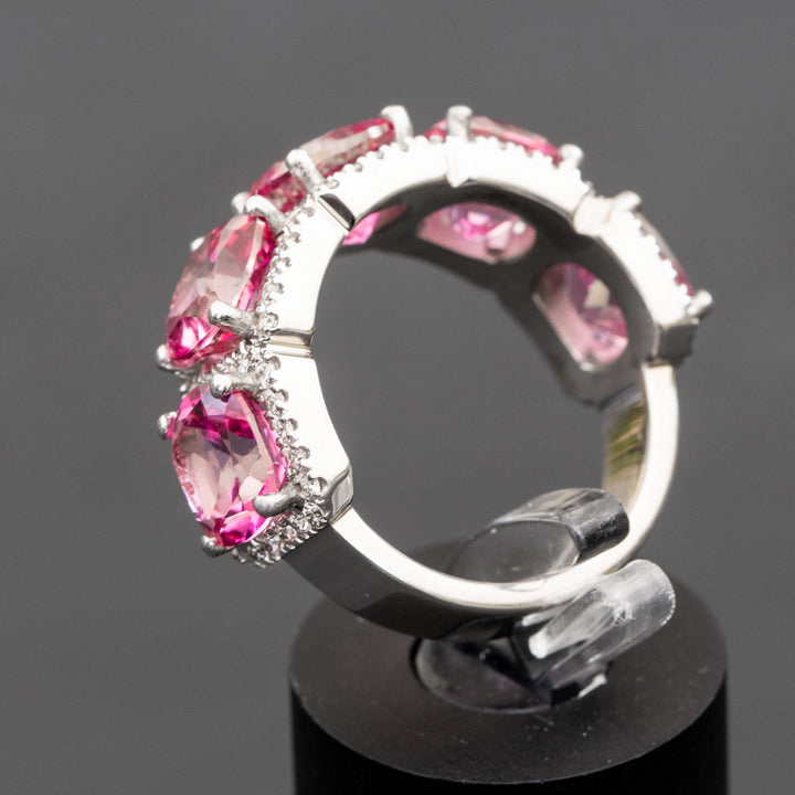 Vera - Natural pink topaz ring with 0.62 carat natural diamonds