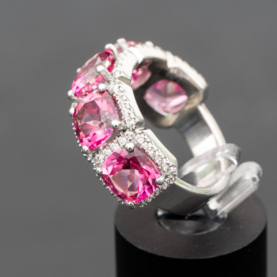 Vera - Natural pink topaz ring with 0.62 carat natural diamonds