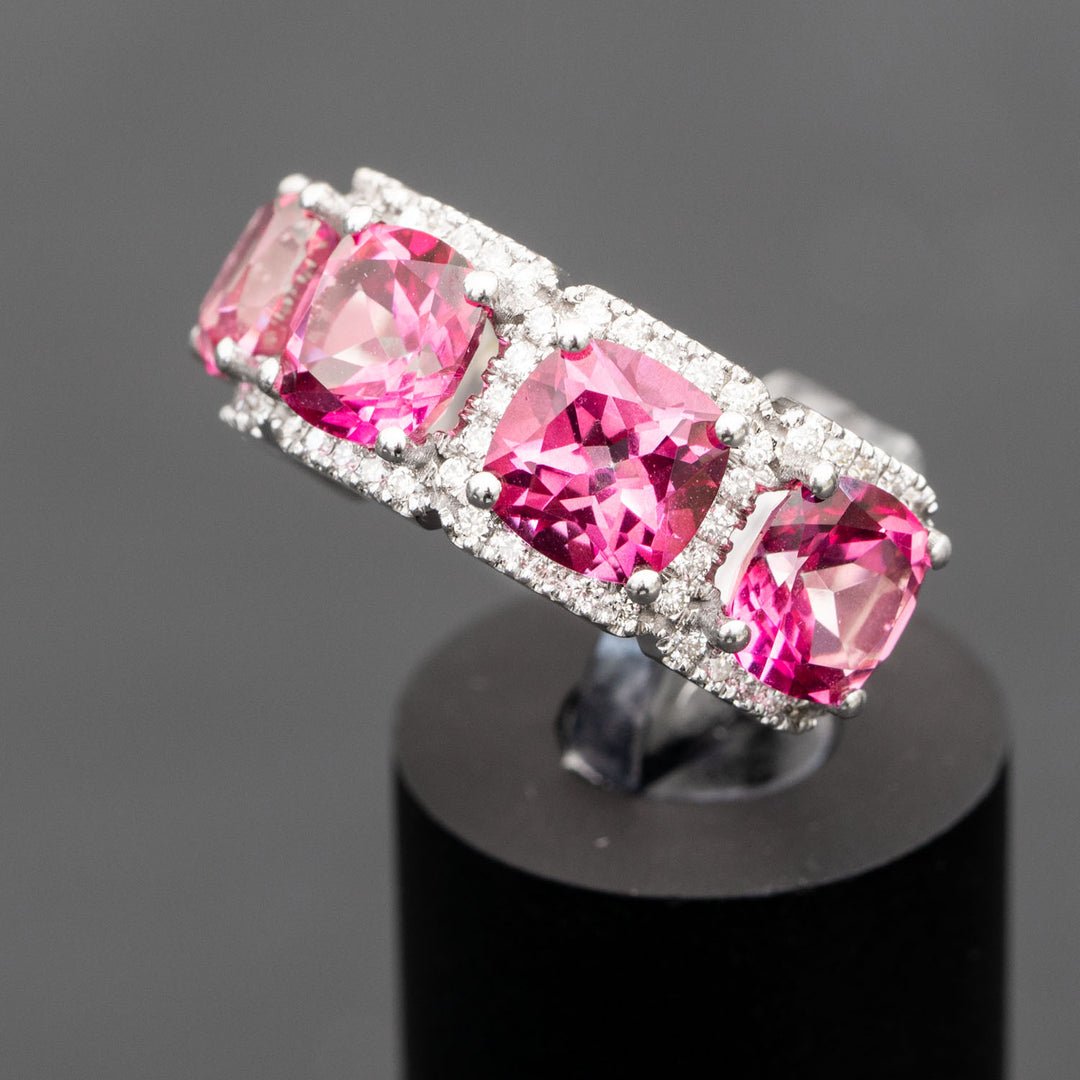 Vera - Natural pink topaz ring with 0.62 carat natural diamonds