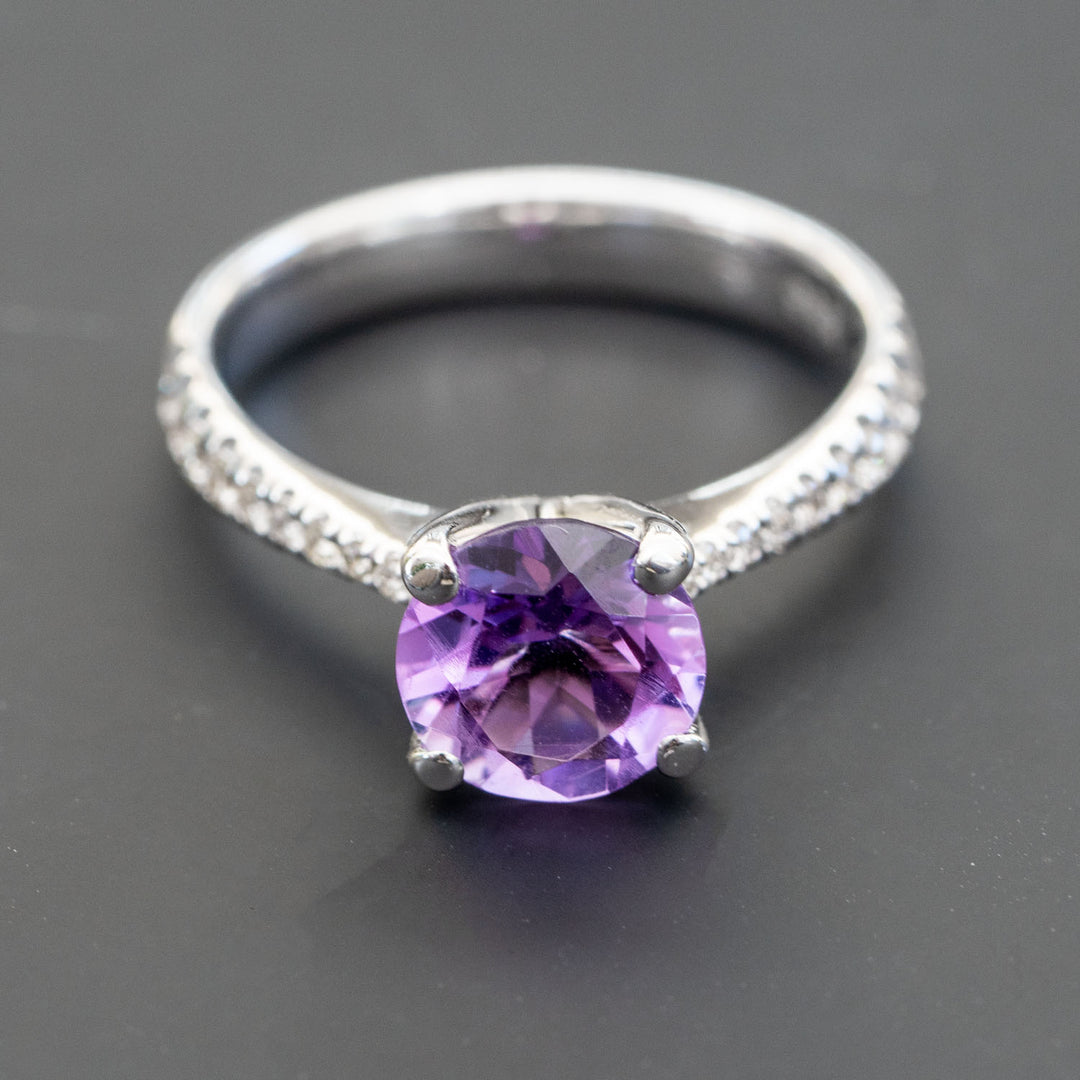 Lilou - 1.61 carat natural Amethyst ring with 0.20 carat natural diamonds