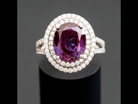 Alexa - 6.00 ct oval sapphire Alexandrite ring with 1.00 carat natural diamonds