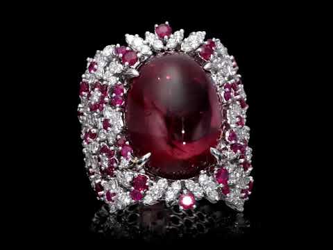 Gaya -  23.52 natural rubellite ring with 2.56 carat natural diamonds and 2.60 carat natural ruby