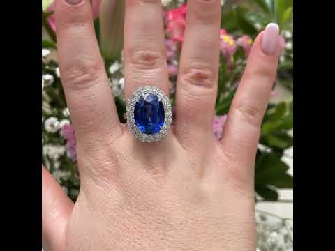 Helen - 13.50 carat oval sapphire ring with 1.20 carat natural diamonds