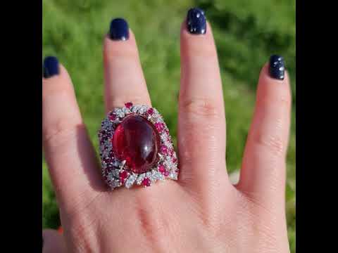 Gaya -  23.52 natural rubellite ring with 2.56 carat natural diamonds and 2.60 carat natural ruby