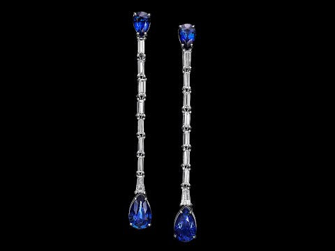 Katherine - 6.62 carat natural sapphire earrings with 1.85 carat natural diamonds