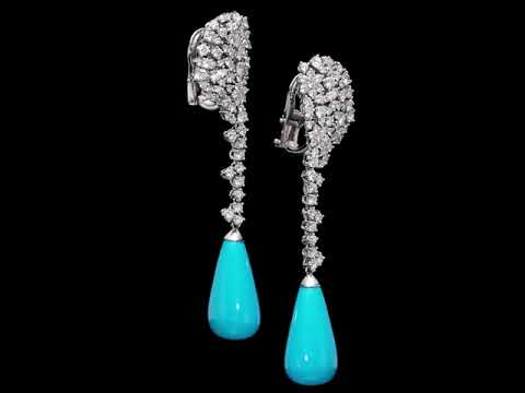 drop turquoise earrings with diamond